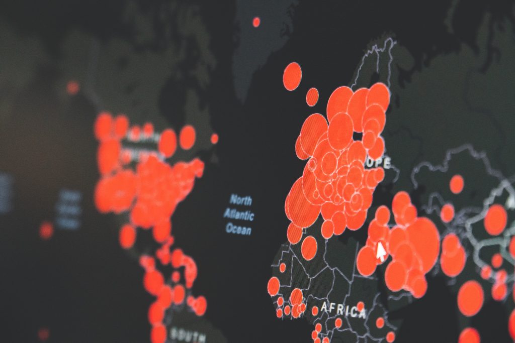 COVID 19 map of the world and cases