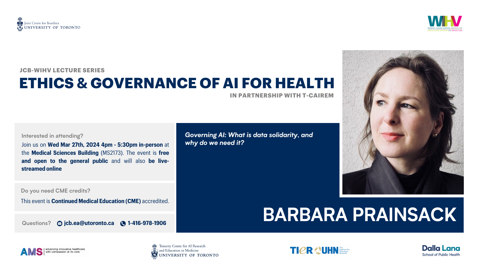 JCB/WHIV Lecture Series – Ethics and Governance of AI for Health – Governing AI: What is data solidarity, and why do we need it? JCB/WHIV Lecture Series – Ethics and Governance of AI for Health – Governing AI: What is data solidarity, and why do we need it?